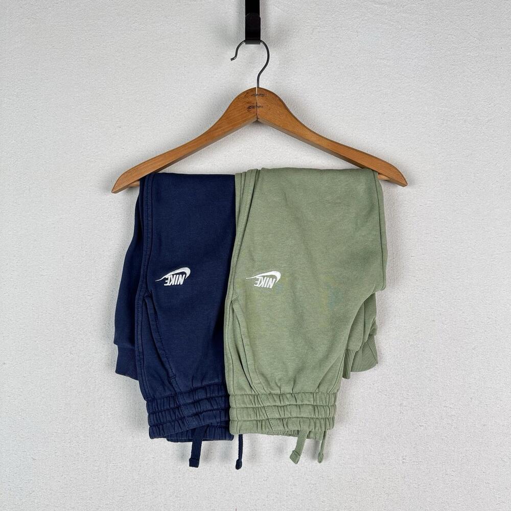 Two Nike Little Kids Jogger Pants (2) Club Fleece Green And Blue‎ Ribbed Cuff XS